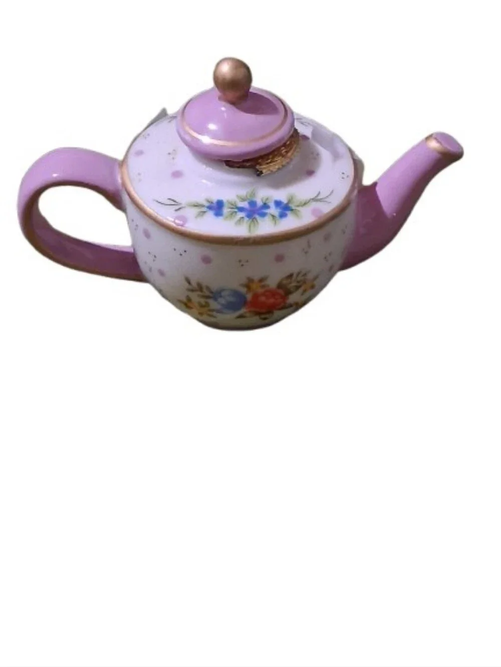 Vintage Porcelain Miniature Teapot Trinket Box
